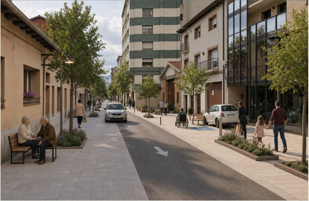 Avenida accesible y estancia